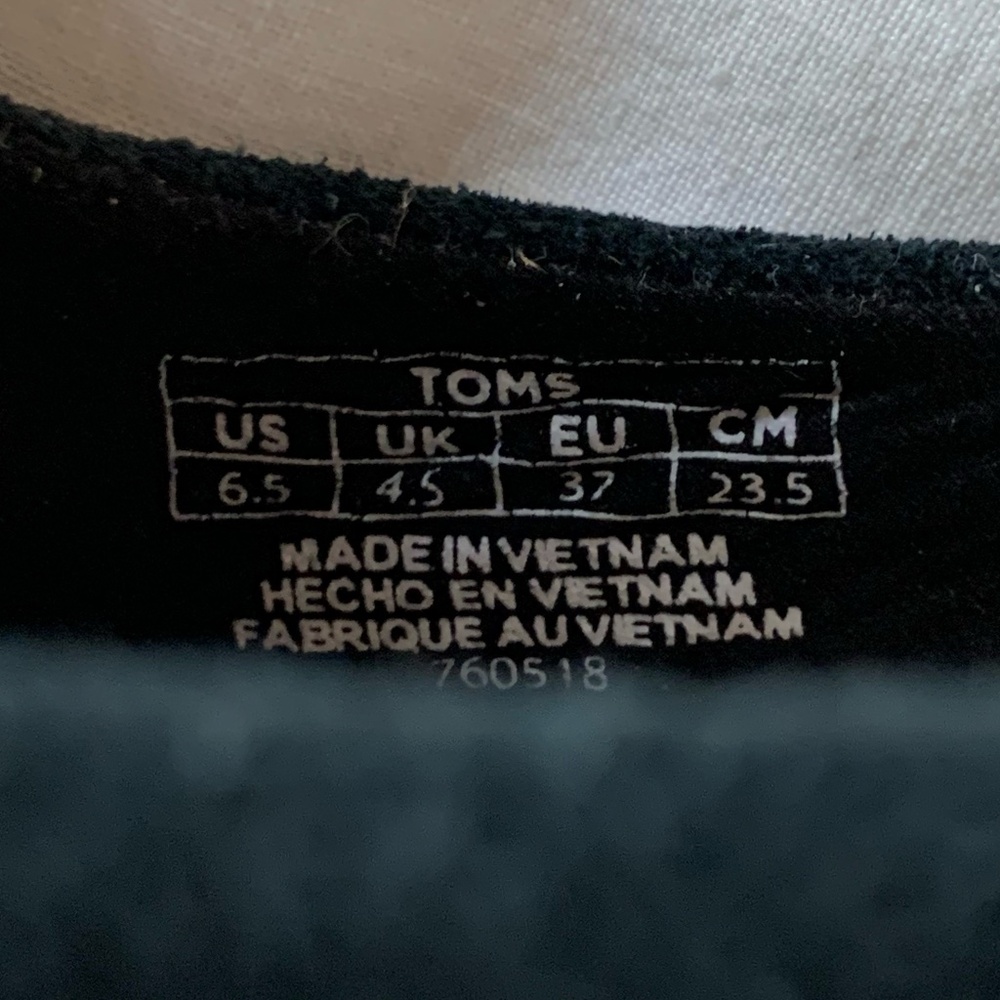 Toms Black Suede Tassel Backless Mules with Tan Sole - Picture 10 of 10